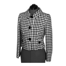  290 Liz Claiborne Black/ Ivory Houndstooth Jacket Size 10