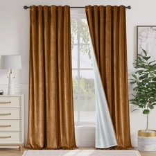 Lazzzy Gold Brown Blackout Velvet 52"W x 84"L Pack of 2 , Lined
