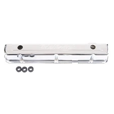 Edelbrock Valve Cover Set 4477; Signature 3.500" Chrome Steel for Chevy 6cyl