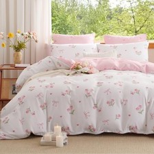 Floral Comforter Set Size,2 Pieces Pink Floral Bow Ties Twin Pink Tulips