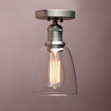 Retro Industrial Clear Glass Shade Loft Semi-Flush Mount Ceiling Pendant Light