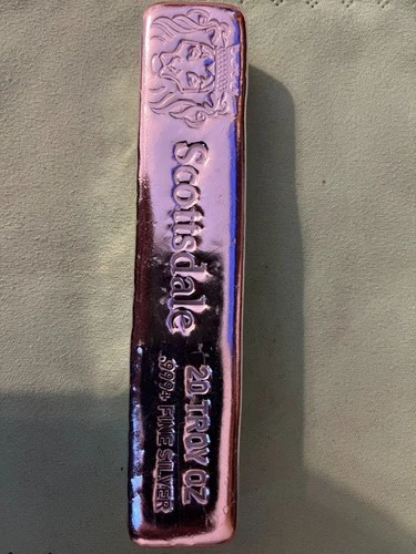 20oz .999 Silver Bullion Long Cast Bar by Scottsdale Mint