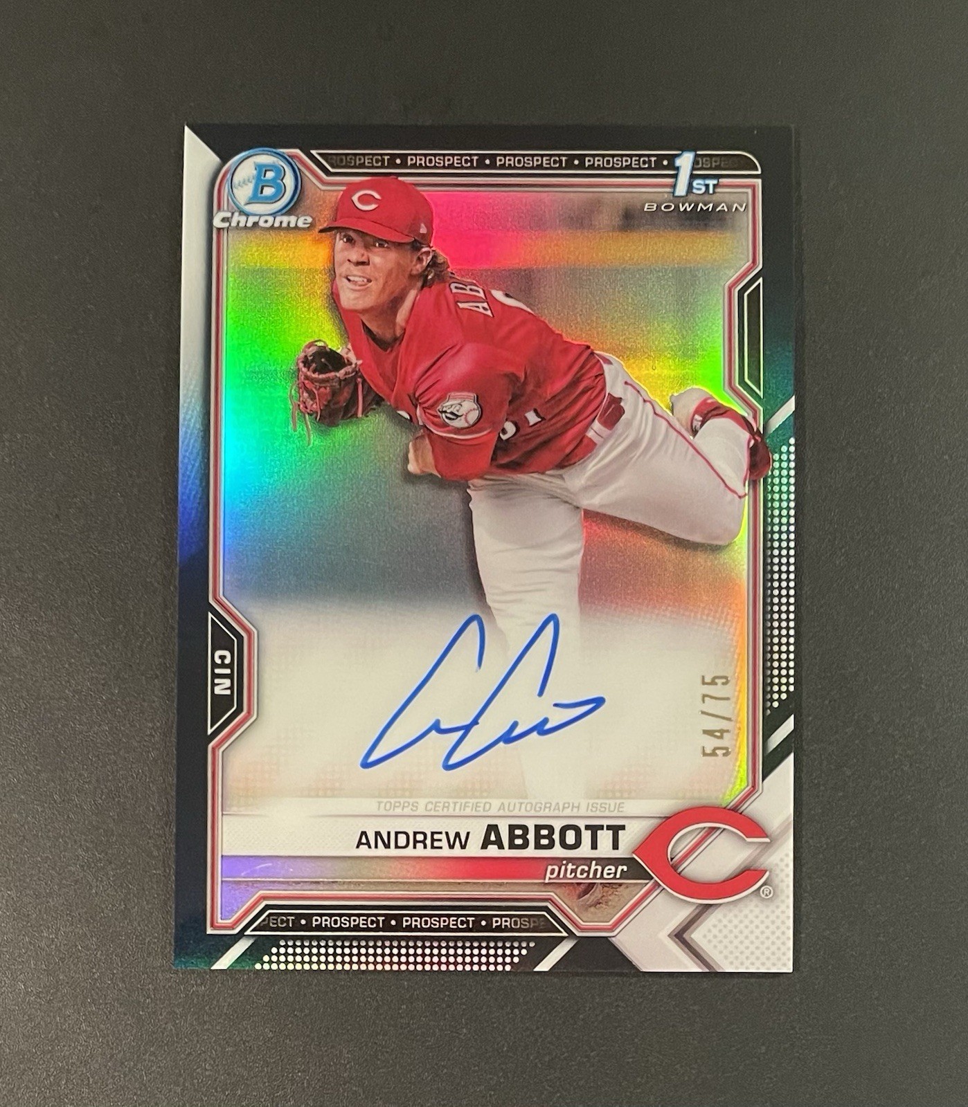 2021 1st Bowman Chrome Andrew Abbott Auto /75 Black Refractor #CDA-AA
