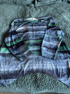 Women's Long Sleeve Blue/Green Casual Top Plus Size 3X