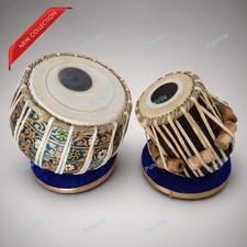 Meenakari Work Steel Tabla Set Sheesham Wood Dayan Musical Percussion Instrument