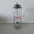 1992 Vintage Coca-Cola Straw Dispenser Diner Style Glass Holder Chrome Top 11"