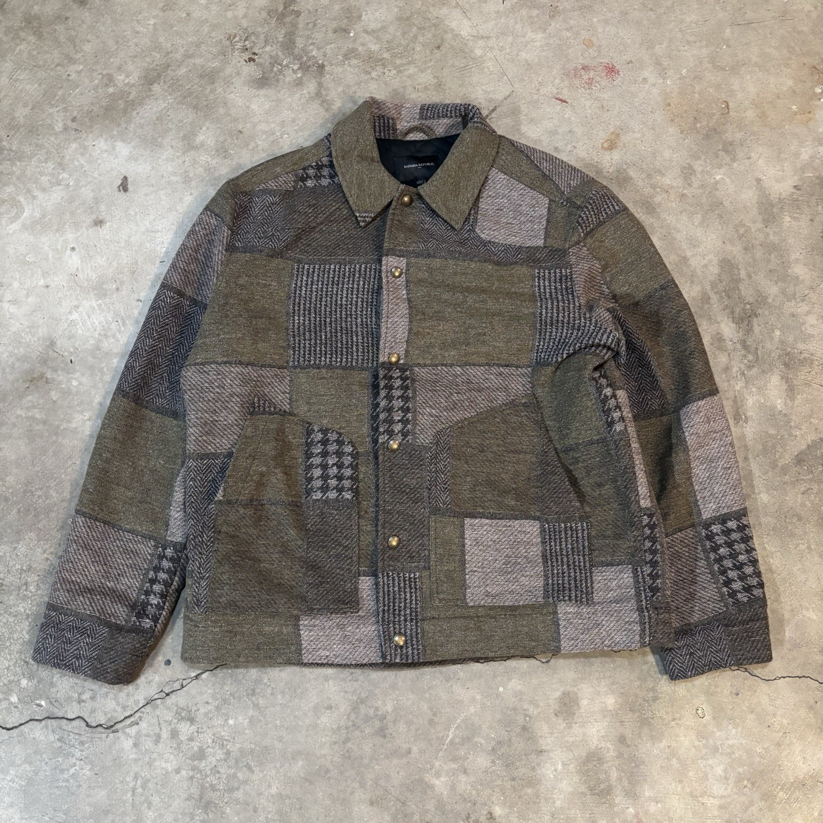 BANANA Republic Patchwork Wool Jacket L Stylish D… - image 1