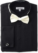 Mens Slim Fit Wingtip Collar French Cuff Formal Tuxedo Shirt - CLEARANCE