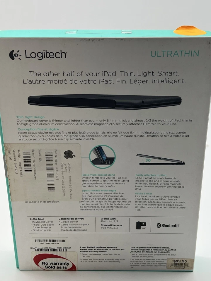Logitech Keyboard Cover Ultrathin for iPad Mini 2, 3 Black MSRP $89.95 - Image 3 of 4
