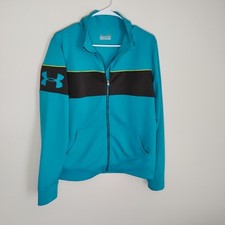 Under Armour Mens Full Zip Blue Black Blocks Semi-Fitted Jacket Size L