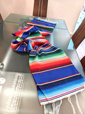 MEXICAN SARAPE SERAPE SALTILLO WOVEN COLORFUL TABLE RUNNER 84X14 - FROM MEXICO