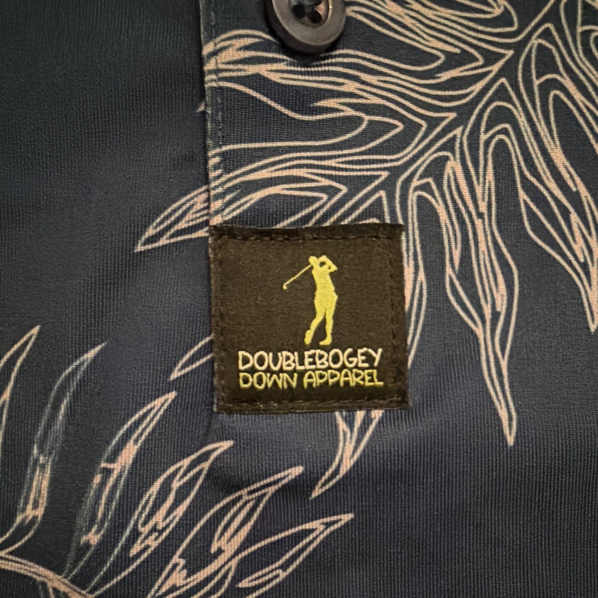 Doublebogey Down Apparel Men’s M Tropical Floral Polo Blue/Red/White Logo View 6