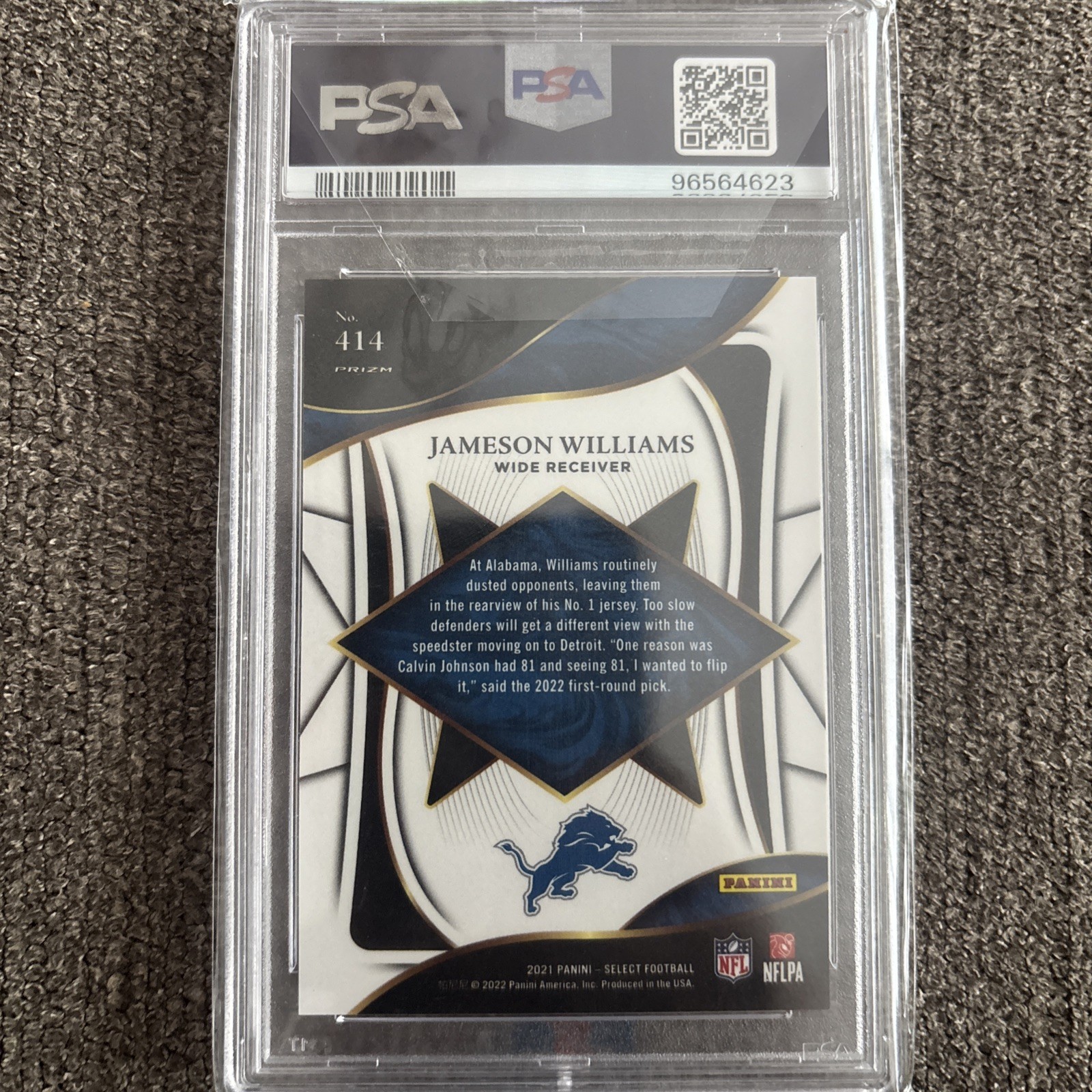 2021 Select Jameson Williams (RC) #414 PSA 10 view 2