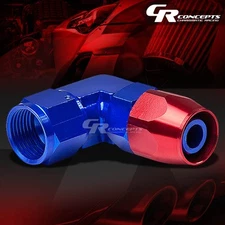 12AN AN12 AN-12 90 DEGREE RED/BLUE ALUMINUM SWIVEL SEAL HOSE END FITTING ADAPTOR