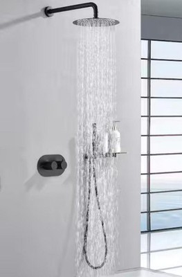 GRANDJOY Brushed Nickel Built-in Shower Faucet System Pressure-balanced Valve in