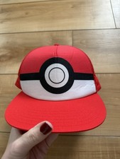 Pokemon Poke Ball Baseball Snap back Hat Cap Red White Black Youth Boys One Size