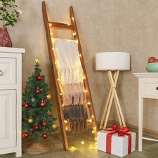 Decorative Wooden Blanket Ladder for The Living Room and Rustic Brown