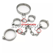 Heavy Duty Stainless Steel Handcuffs Ankle Cuffs Neck Collar Slave Bondage Cuffs
