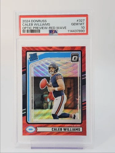 CALEB WILLIAMS 2024 DONRUSS OPTIC RATED ROOKIE RED WAVE B RC PSA 10 Q0004