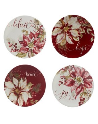 Certified International Winters Joy 9'' Salad/Dessert Plates Set of 4 Assorted