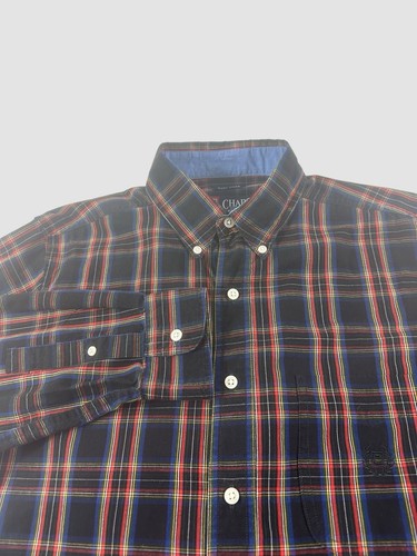 Chaps Men’s Medium Blue Striped Dress Shirt Long Sleeve Button Down Easy Care - Picture 2 of 11