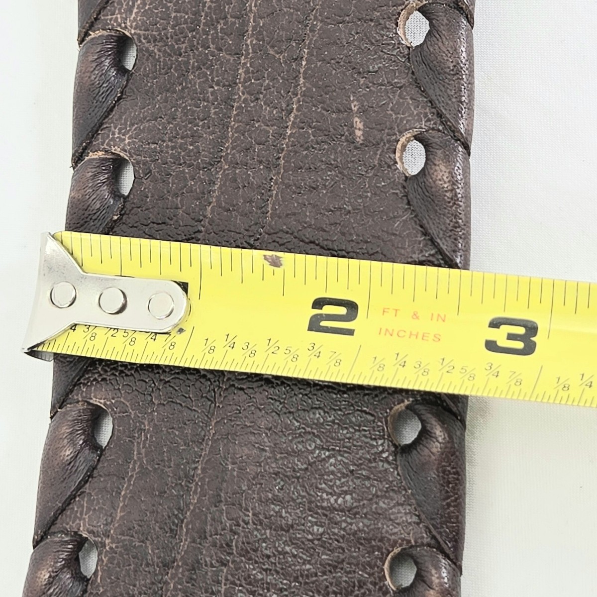 BCBG HIP BELT BROWN EYELET CUTOUT LEATHER Brown Eyelet Belt | Yours Clothing main image 3
