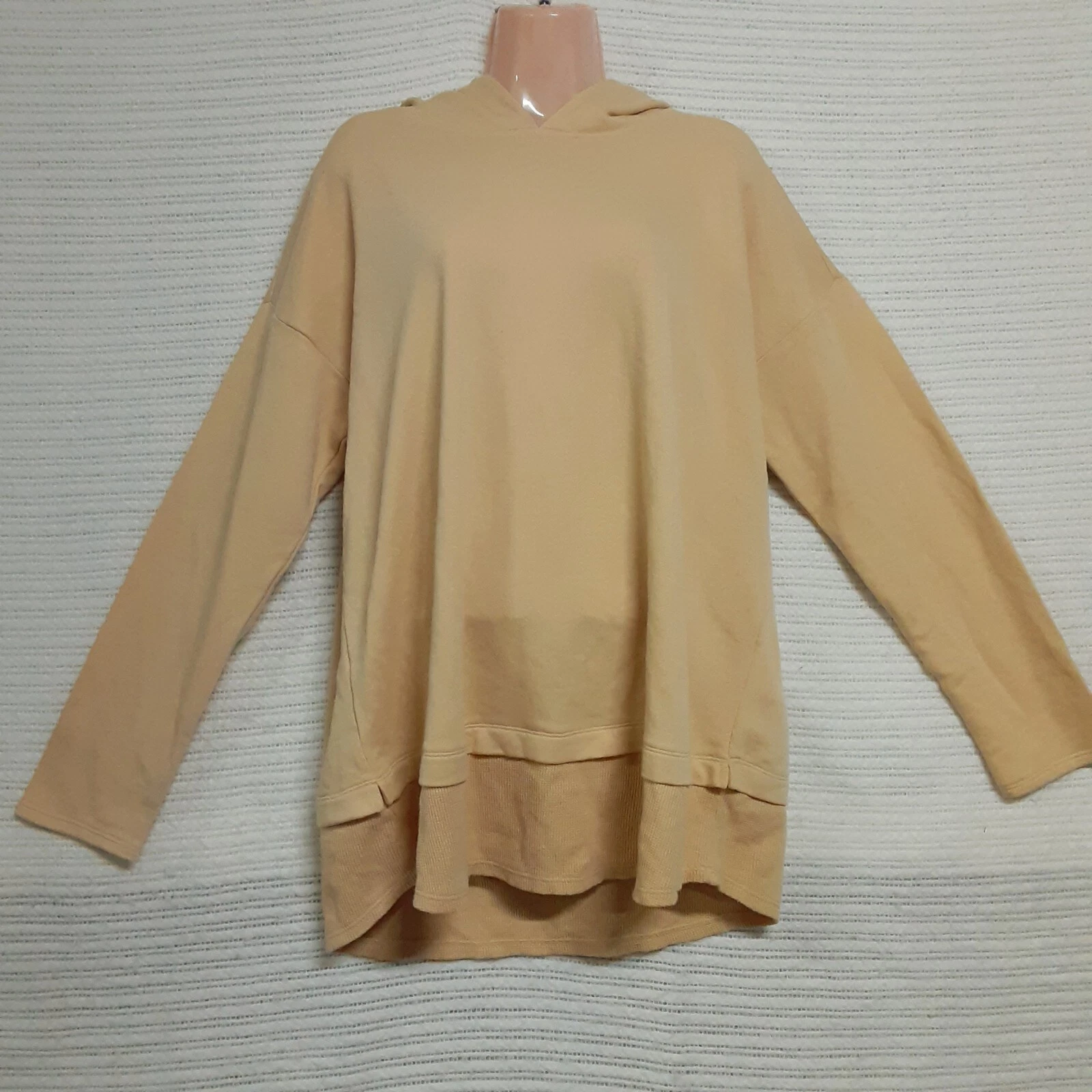 VETEMENTS Felpa con cappuccio J. Jill donna taglia L leggera senape cotone manica lunga