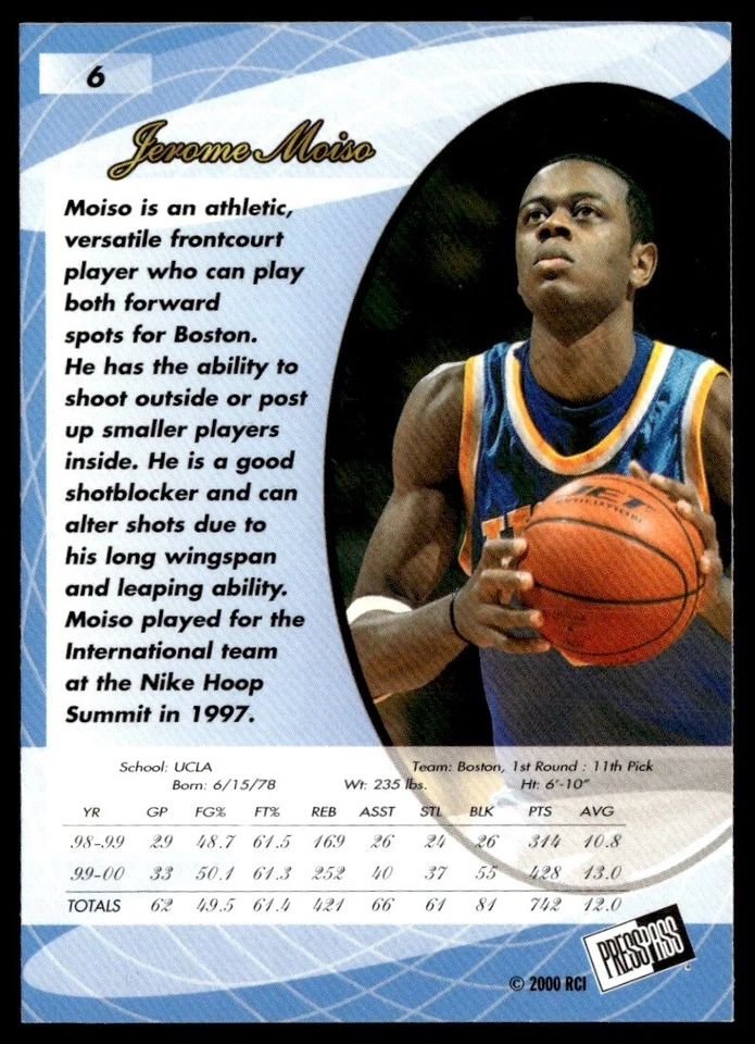 2000-01 Press Pass SE Jerome Moiso UCLA Bruins #6 - Image 2 of 2