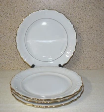 Winterling® Bavaria Germany White w/Gold Trim China: 4 Dinner Plates