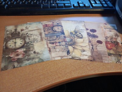 5X SHEETS NOSTALGIC/VINTAGE FOR SCRAPBOOKING/JOURNALS  +/- 13X9 CM (VIN806)