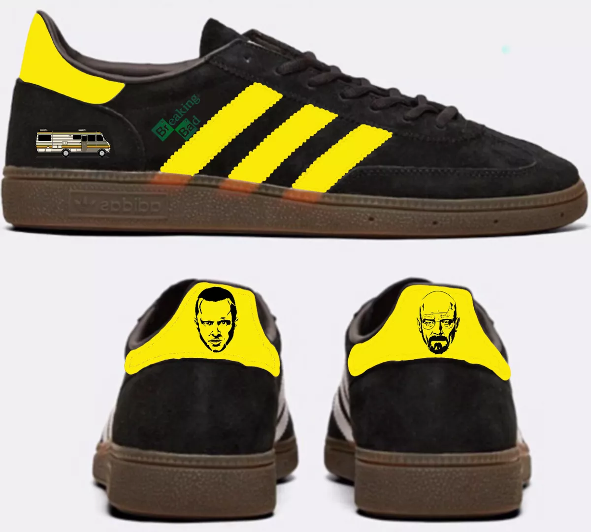 Custom adidas originals Spezial trainers Breaking bad Walter white Jesse pinkman