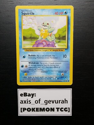 Squirtle 63/102 [LP/MP] Base Set WOTC Wizards of the Coast Pokemon | eBay