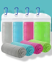 4 Pack Cooling Towels (40"x12") Ice Towel, Soft Microfiber for Yoga, Sports, Gym