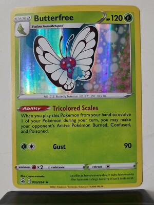 shiny butterfree pokemon card HOLO Butterfree 003/264 - NM / M - RARE Fusion Strike Pokemon Card - $2  Shipping