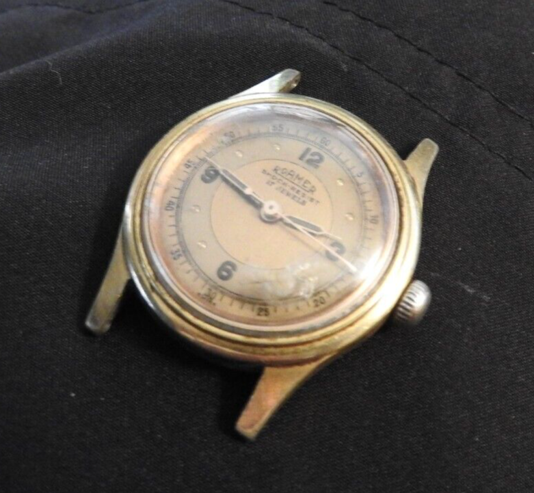 Roamer Brevete Military Watch 17j Gold Face Stainless SteelBack