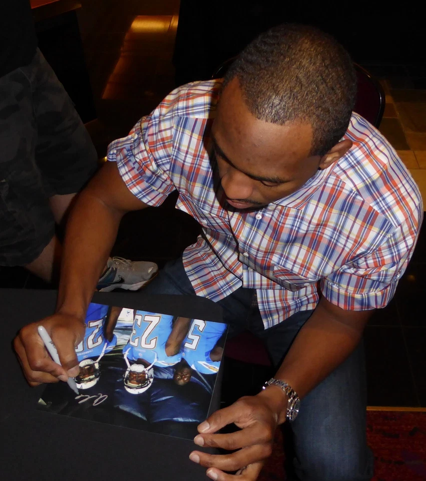 Foto 8x10 de fútbol americano firmada por Quentin Jammer y Antoine Cason certificado de autenticidad PSA/DNA Foto 2 de 3