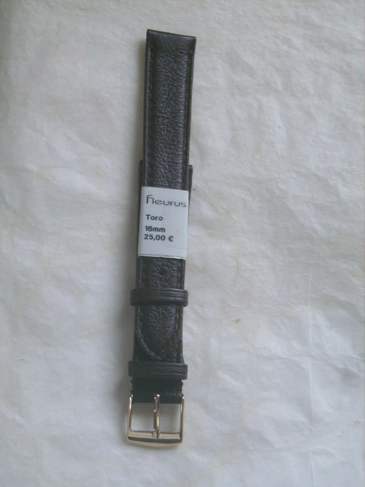Bracelet de montre FLEURUS en cuir de taureau marron 16 mm neuf - Photo 1/1
