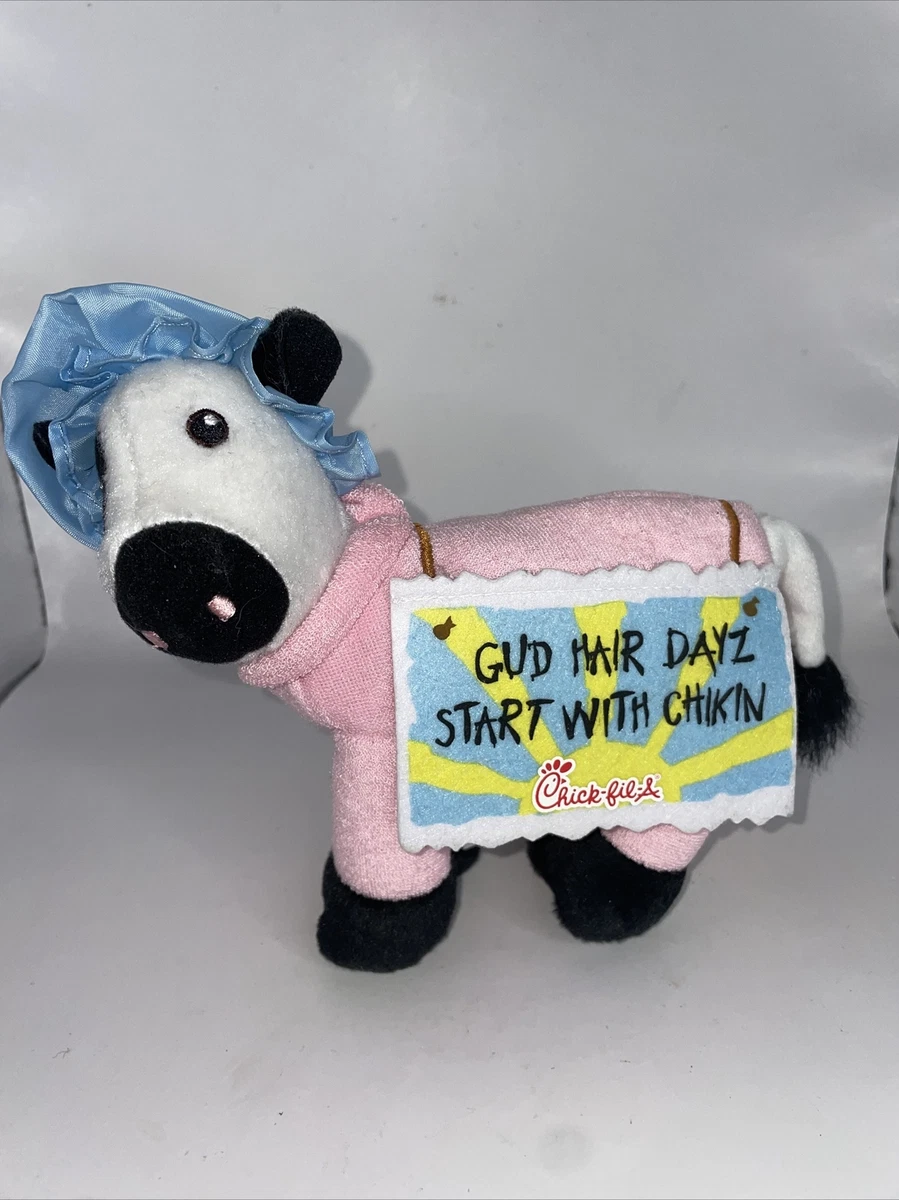 Chick Fil A Stuffed Plush Cow Pink Pajamas Blue Shower Cap Gud