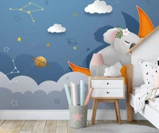 3D Cartoon Space Koala Wallpaper Wall Mural Removable Self-adhesive 992