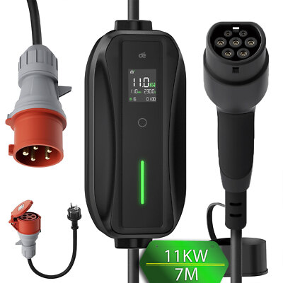 dé EV Ladekabel Typ 2 11kW 7M mit 5 PIN CEE Stecker EV Wallbox 16A VW T-Roc UP