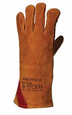 Portwest A530 Premium Reinforced Palm Leather Welding Gauntlet Glove Brown ANSI