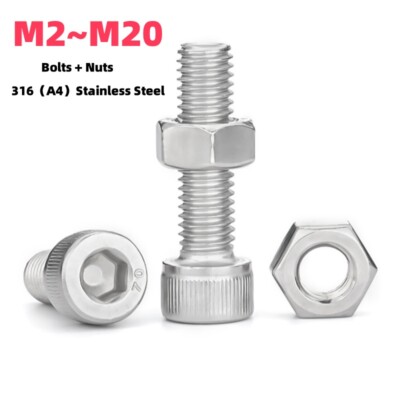 M20 Allen Key A4 Stainless Allen Key Bolts Cap Head Socket Screws With Nuts ...