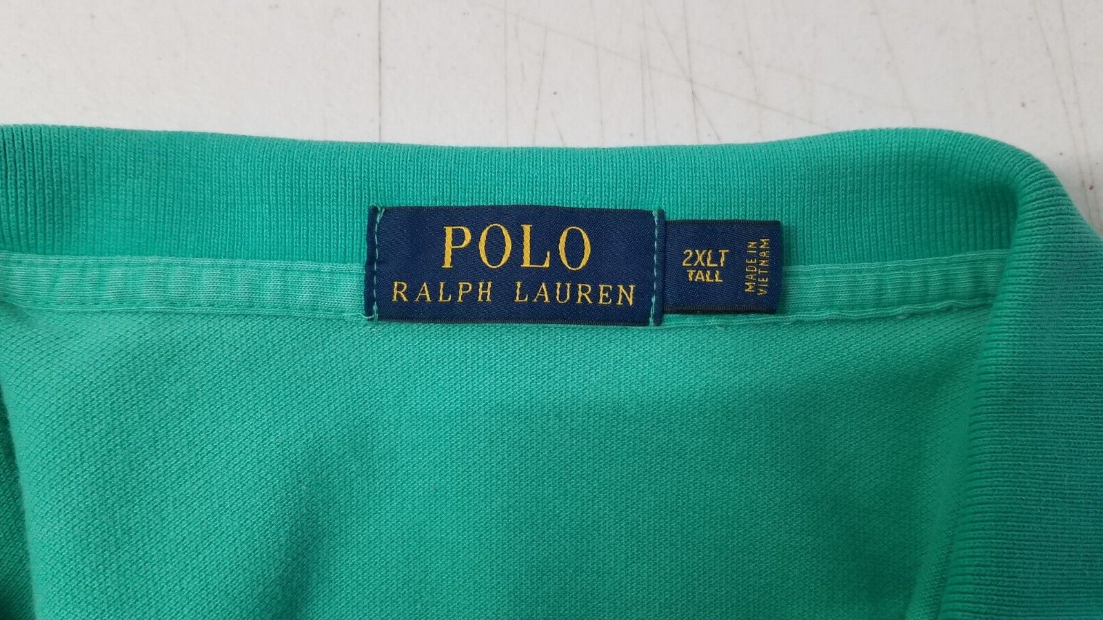 Polo Ralph Lauren camicia uomo 2XLT verde cotone pony rugby sganciata 3006