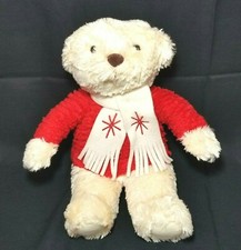 Vtg Hallmark Christmas Holiday 12" Plush Teddy Bear Stuffed Animal Red Sweater