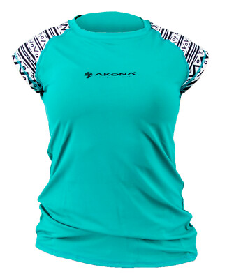Akona Kurzärmelig Damen Rashguard Scuba Tauchen, Schnorcheln, Blaugrün