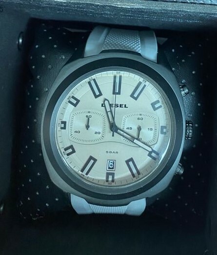 Diesel Tumbler Men's Grey Dial Rubber Band Chronograph Watch