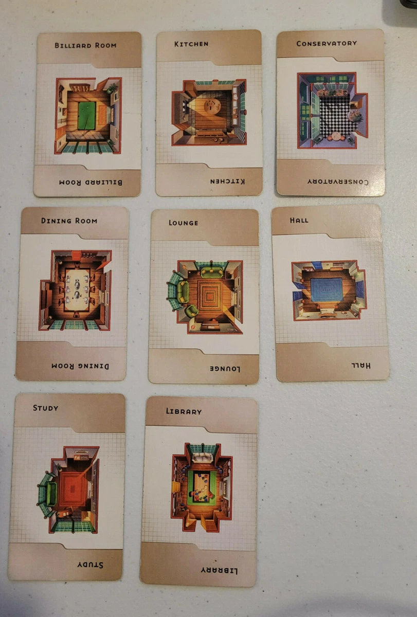 CLUE Game 8 Room Cards (ballroom card missing) - 2005 Replacement Parts |  eBay