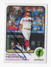 2022 TOPPS HERITAGE #60 ODUBEL HERRERA PHILLIES AUTOGRAPHED SIGNED BASEBALL CARD