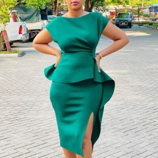 Summer Church Dress for Women Crew Neck Bodycon Cocktail Work Midi Pencil Dress