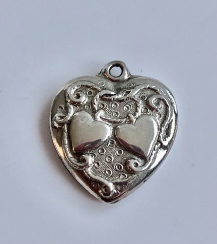 Vintage Sterling Silver WALTER LAMPL Two Hearts Puffy Heart Charm